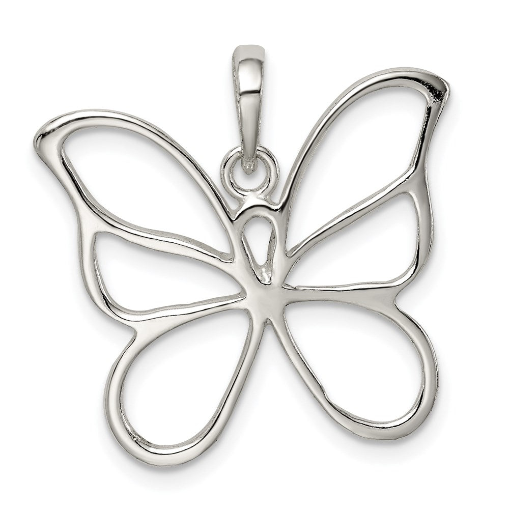 Sterling Silver Polished Butterfly Pendant - 2