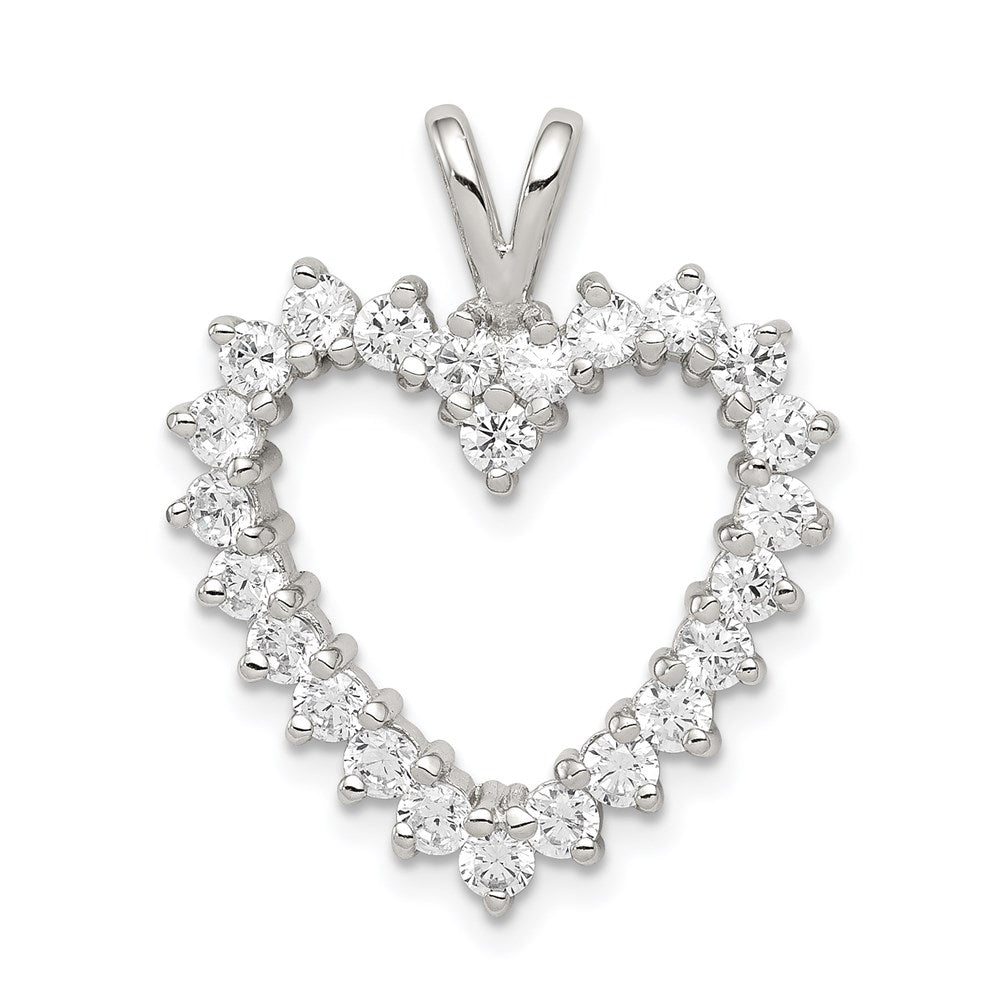 Sterling Silver Rhodium-plated CZ Heart Pendant - 3