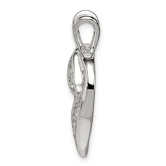 Sterling Silver Rhodium-plated CZ Heart Pendant - 5