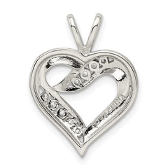 Sterling Silver Rhodium-plated CZ Heart Pendant - 5