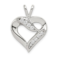 Sterling Silver Rhodium-plated CZ Heart Pendant - 5