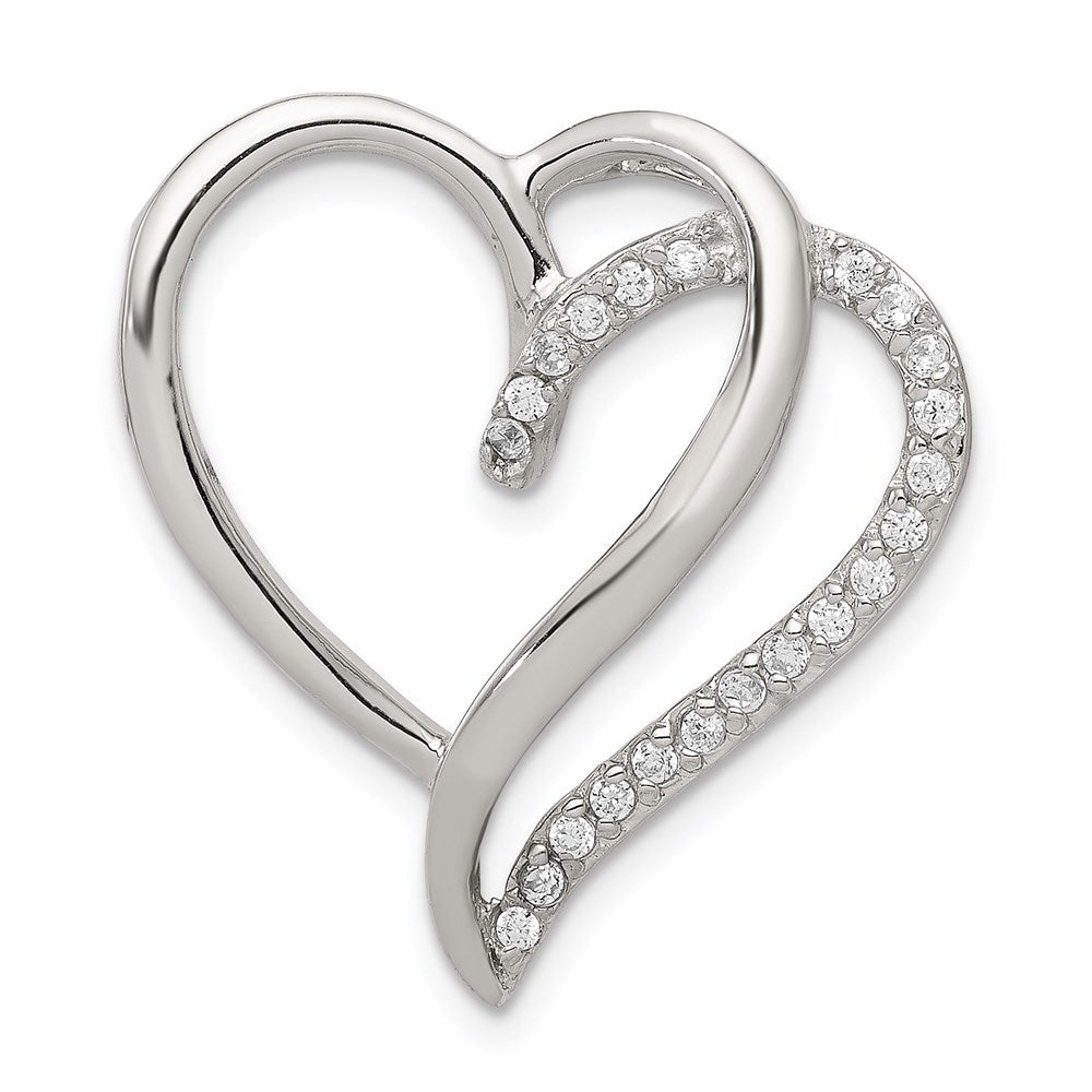 Sterling Silver Rhodium-plated CZ Heart Pendant - 4