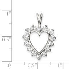 Sterling Silver Rhodium-plated CZ Heart Pendant - 6