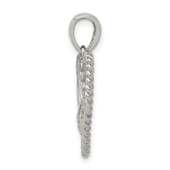 Sterling Silver Rhodium-plated CZ Love Heart Pendant
