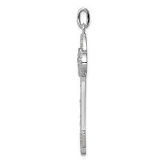 Sterling Silver Rhodium-plated and CZ Key Pendant - 2