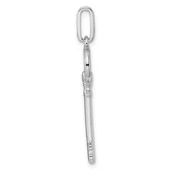 Sterling Silver Rhodium-plated Key Pendant - 4