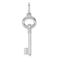 Sterling Silver Rhodium-plated Key Pendant - 4