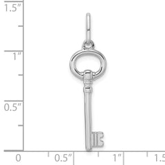 Sterling Silver Rhodium-plated Key Pendant - 4