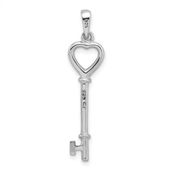 Sterling Silver Rhodium-plated Key Pendant - 5