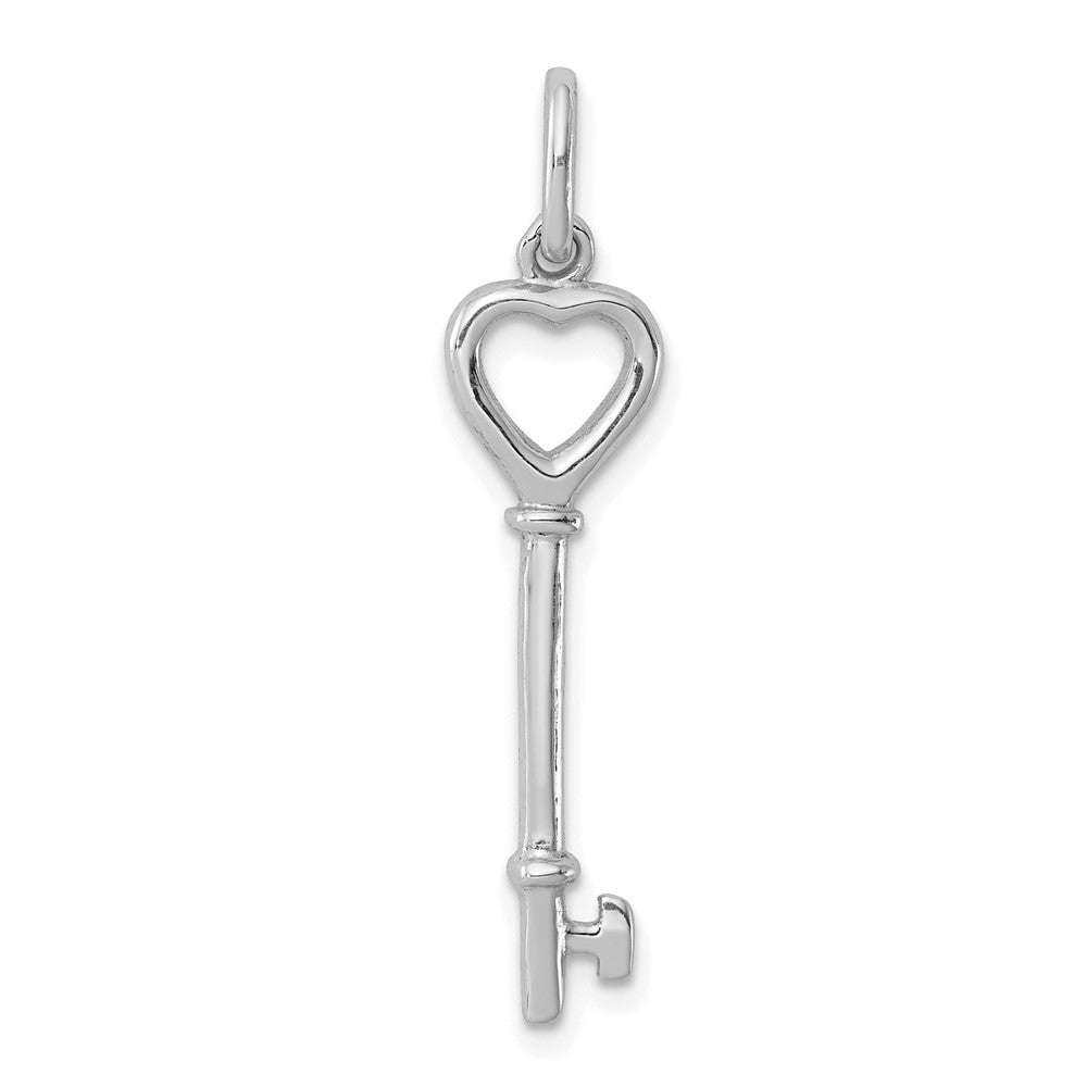 Sterling Silver Rhodium-plated Key Pendant - 5