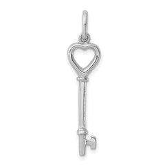 Sterling Silver Rhodium-plated Key Pendant - 5