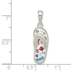 Sterling Silver Multi-Color Stellux Crystal Flip-flop Pendant
