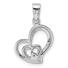 Sterling Silver Rhodium Plated CZ Heart Pendant - 2