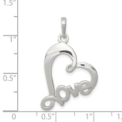 Sterling Silver Polished Love Heart Pendant