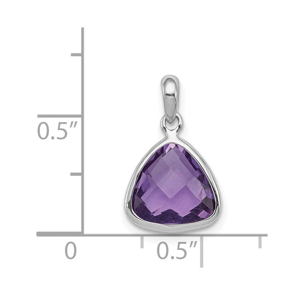 Sterling Silver Rhodium-plated Amethyst Pendant - 4
