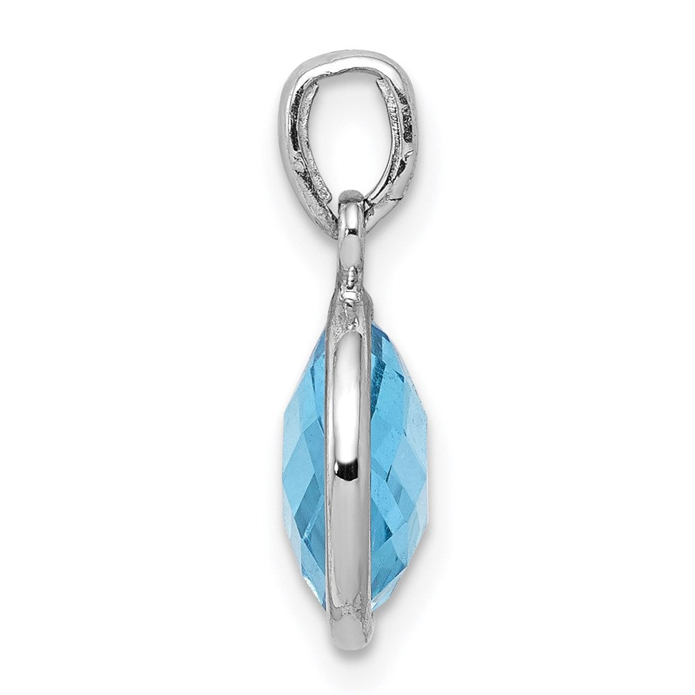 Sterling Silver Rhodium-plated Blue Topaz Pendant - 7