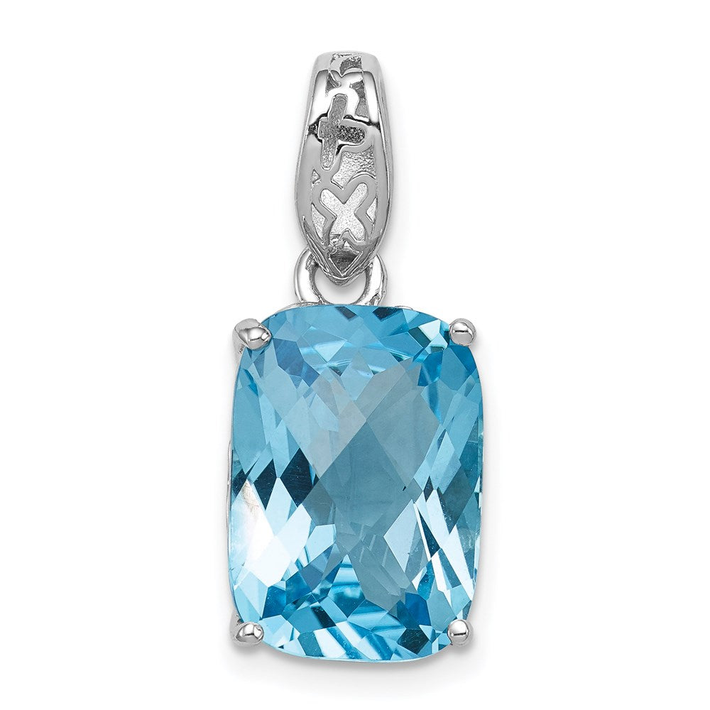 Sterling Silver Rhodium-plated Blue Topaz Pendant - 3