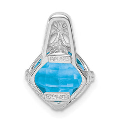 Sterling Silver Rhodium-plated Blue Topaz Pendant - 4