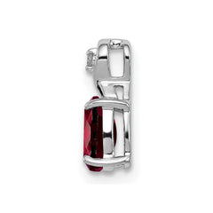 Sterling Silver Rhodium Plated Diamond & Garnet Oval Pendant - 3