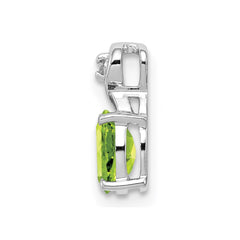 Sterling Silver Rhodium Plated Diamond and Peridot Oval Pendant - 5