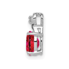 Sterling Silver Rhodium Plated Diamond & Ruby Oval Pendant - 3