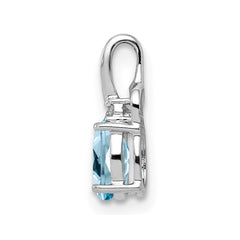 Sterling Silver Rhodium Plated Diamond & Sky Blue Topaz Oval Pendant - 2