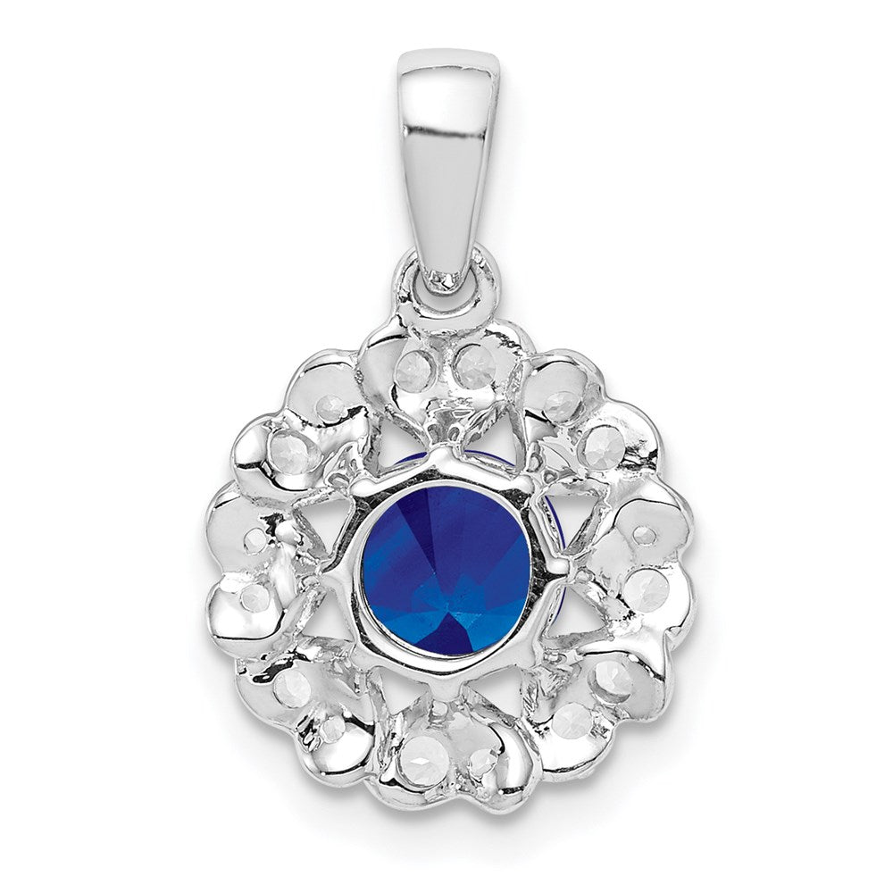 Sterling Silver Rhodium Plated White Topaz & Sapphire Pendant - 2
