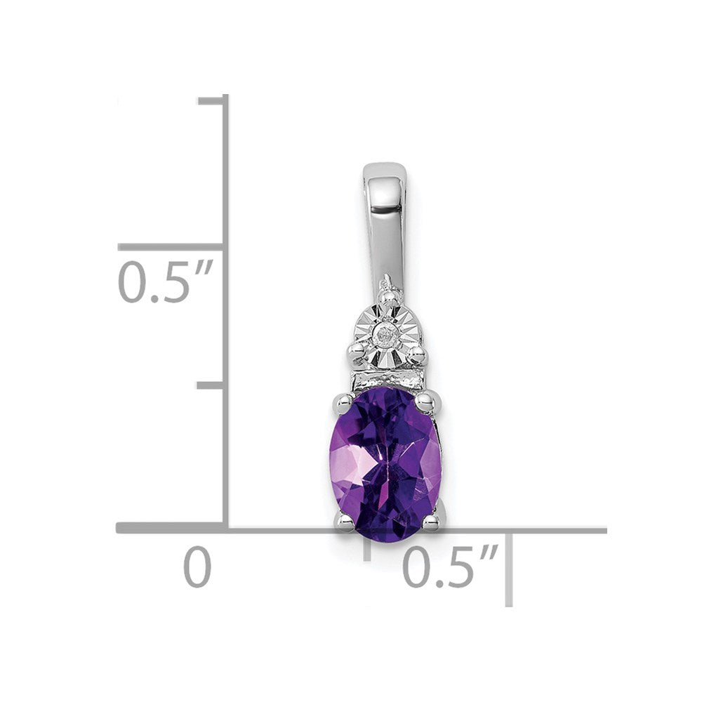 Sterling Silver Rhodium-plated Diamond and Amethyst Pendant - 2
