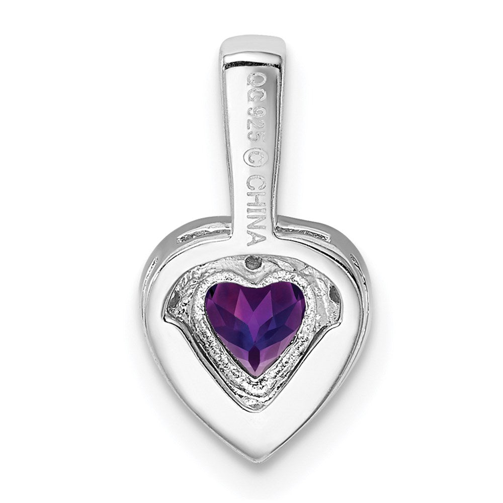 Sterling Silver Rhodium-plated Diamond and Amethyst Pendant - 3
