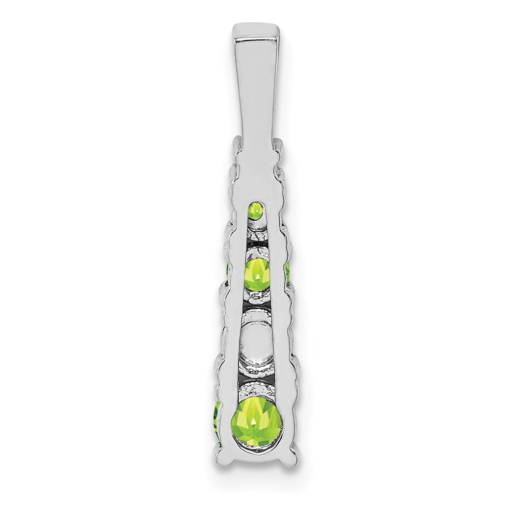 Sterling Silver Rhodium-plated Peridot and Diamond Pendant - 2