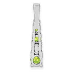 Sterling Silver Rhodium-plated Peridot and Diamond Pendant - 2