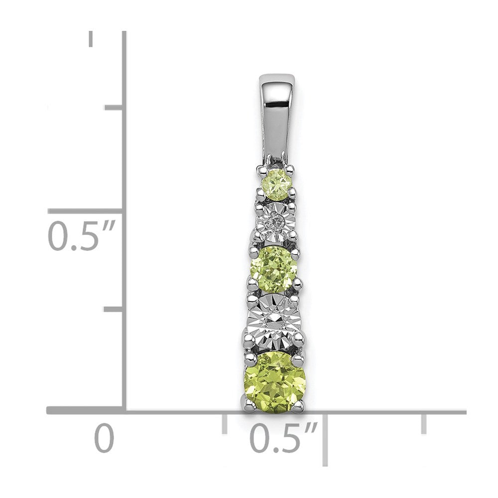 Sterling Silver Rhodium-plated Peridot and Diamond Pendant - 2