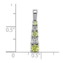 Sterling Silver Rhodium-plated Peridot and Diamond Pendant - 2