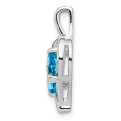 Sterling Silver Rhodium-plated Blue Topaz Diamond Pendant - 2