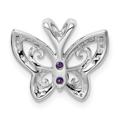 Sterling Silver Rhodium-plated Amethyst & Diamond Pendant - 2