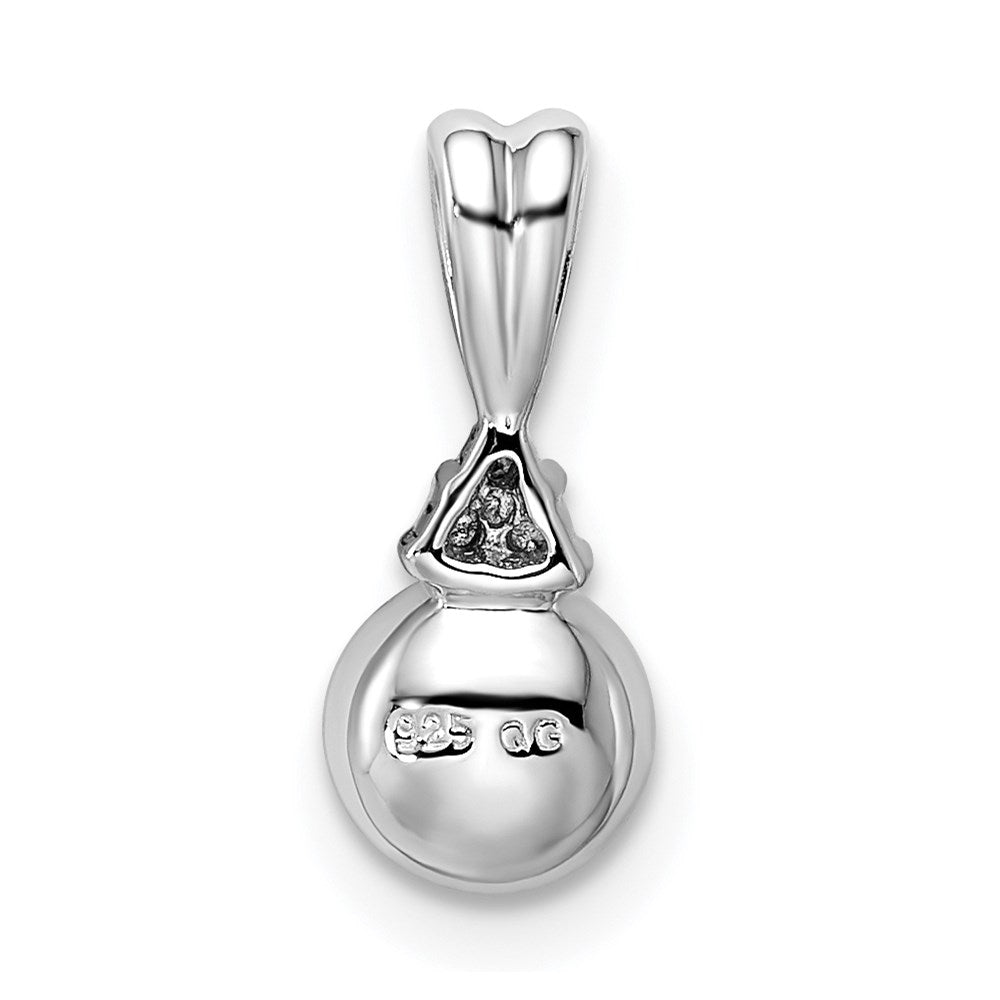 Sterling Silver Rhod Plated Diamond and FW Cultured Pearl Pendant - 2