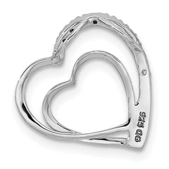 Sterling Silver Rhodium Plated Diamond Double Heart Pendant - 2
