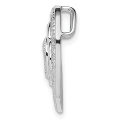 Sterling Silver Rhodium Plated Diamond Triple Heart Pendant