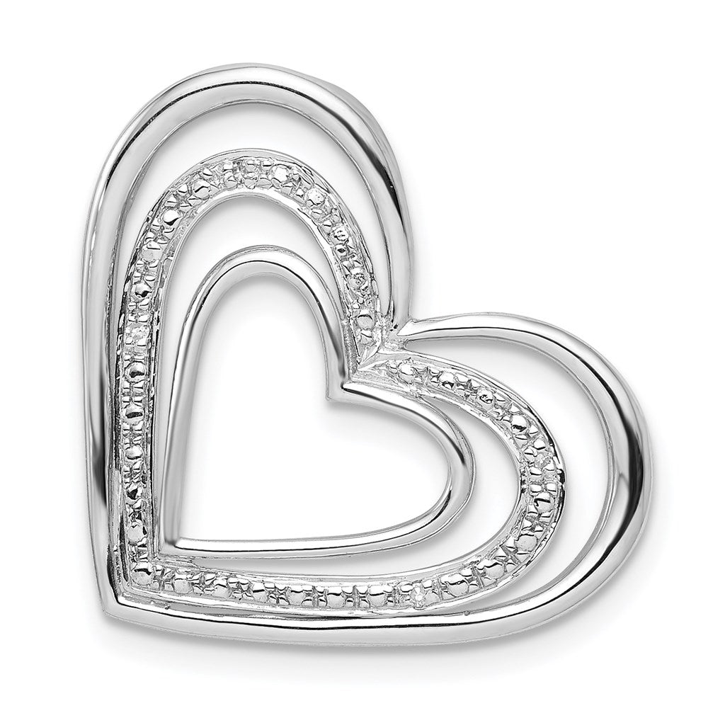 Sterling Silver Rhodium Plated Diamond Triple Heart Pendant - 2