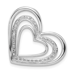 Sterling Silver Rhodium Plated Diamond Triple Heart Pendant - 2