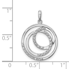 Sterling Silver Rhodium Plated Diamond Pendant - 3