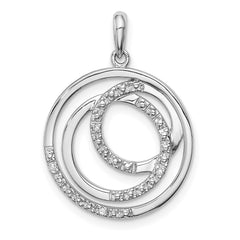 Sterling Silver Rhodium Plated Diamond Pendant - 3