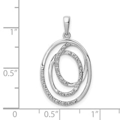 Sterling Silver Rhodium Plated Diamond Pendant - 2