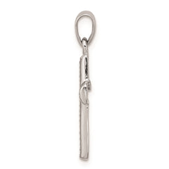 Sterling Silver Rhodium Plated Diamond Cross Pendant