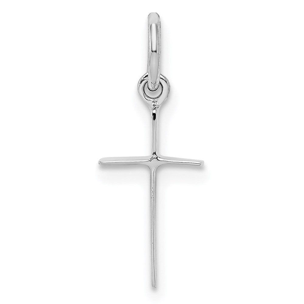 Sterling Silver RH Plated Child's Polished Cross Pendant - 3