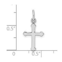 Sterling Silver RH Plated Child's Polished Cross Pendant