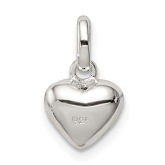 Sterling Silver Polished Pink Enamel Flower on Heart Children's Pendant