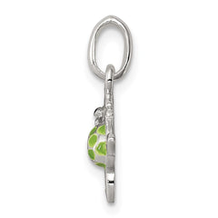 Sterling Silver Polished Multi-color Enameled Sea Turtle Children's Pendant