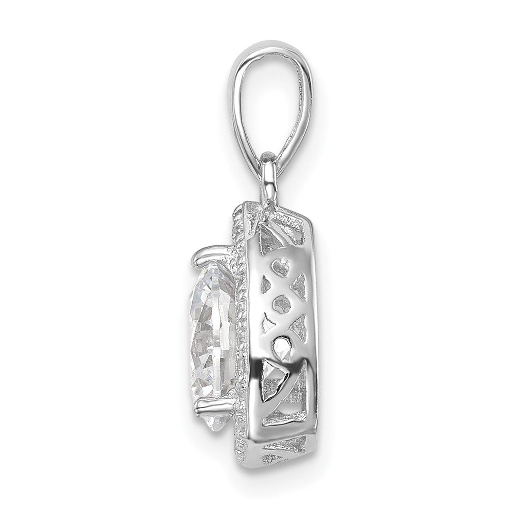 Sterling Silver Rhodium-plated Polished CZ Pendant - 2