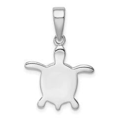 Sterling Silver Rhodium-plated Polished Created Blue Opal Turtle Pendant